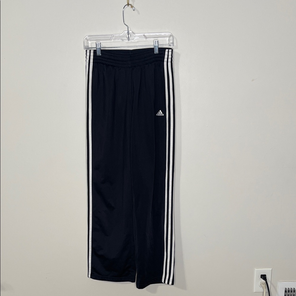 Adidas Kids Black Joggers with White Stripes